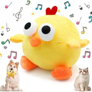 Interactive Dog Toys, Squeaky Dog Toys with Interactive Dog Ball, Crazy Chicken Dog Toy with Music, Washable Dog Chew Toys Pet Plush Toys for Puppy/Small/Medium/Large Dogs Chasing