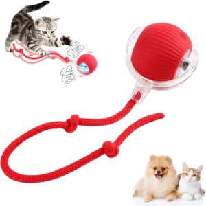 Interactive Rolling Dog Ball, Interactive Cat Toys Ball, Cat Toys Ball for Indoor Cats Fast Rolling on Carpet, 360° Smart Automatic Rolling Pet Ball, Smart Self Rolling Ball for Dog and Cat (Red)