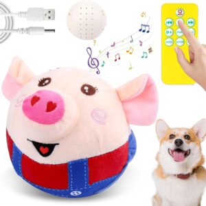 Interactive Dog Toys, Remote Control Dog Toy, Rechargeable Motion Activated Dog Toy, Moving Dog Toys for Large Dogs, Talking Squeaky Music Active Moving Pet Plush Toy to Keep Them Busy (Red Pig)