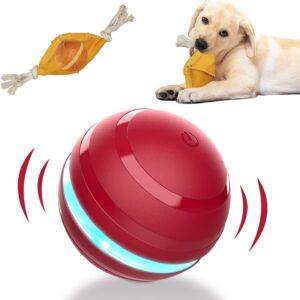 Interactive Dog Balls with Motion Activated, Wicked Ball Squeaky Dog Toy Oxford Bag Keep Dogs Busy (Red Ball)