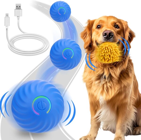 Interactive Dog Toys Ball, Self Rolling Dog Ball with Cover Anti-Chewer for Small/Medium/Large Puppy Pet Dog Toys, Active Rolling Ball for Dogs Enrichment, Motion Activated Toys That Move on its Own