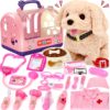 24 Pcs Dog Toys Doctor Kit for Kids, Walking and Barking Electronic Interactive stuffed Puppy Toy with Pretend Playset for Toddlers, Pet Care Veterinarian Toy Set, Girl Role Play Gift for 3-6 Year Old