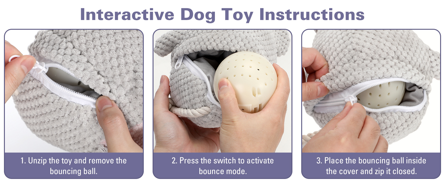 1、  Unzip the toy and remove the bouncing ball. 2、 Press the switch to activate bounce mode. 