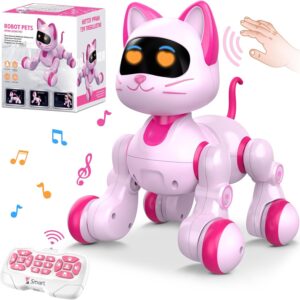 Robot Cat Interactive Toys for Girls: Remote Control Electronic Pink Kitty Pets - Robotic Can Dancing Touch Programmable Mechanical Cat for Kids Age 3-10 Christmas/Birthday Surprise Gifts