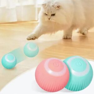 Cat Toy Ball, Smart Rolling Cat Ball, LED Light, Electric Self-Rolling Small Pet Toy, Interactive Cat Jumping Ball, Automatic Cat Teaser Ball, Small Dog Toy, Pet Excercise, Cat Activity (Blue)