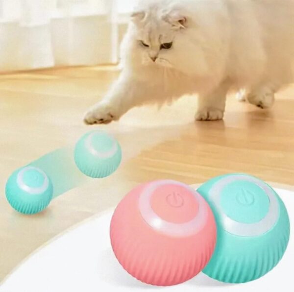 Cat Toy Ball, Smart Rolling Cat Ball, LED Light, Electric Self-Rolling Small Pet Toy, Interactive Cat Jumping Ball, Automatic Cat Teaser Ball, Small Dog Toy, Pet Excercise, Cat Activity (Blue)