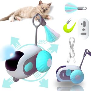 Light Blue Cat Toys for Indoor Cats Turbo Tail 2.0 Cat - Remote Control Rechargeable Automatic Cat Exercise, Smart Interactive Cat Toy with Speed Adjustment for Bored Indoor Adult Cat Kittens