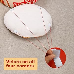 The four corners of the noodle bowl shaped pet bed cover are equipped with Velcro