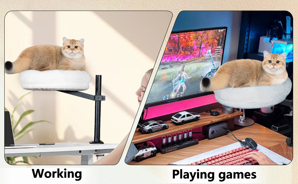 Cat Desk Bed, Cat Hammock for Desk, Desk Pet Nest Cat Bed for Indoor Cats Cat Bed
